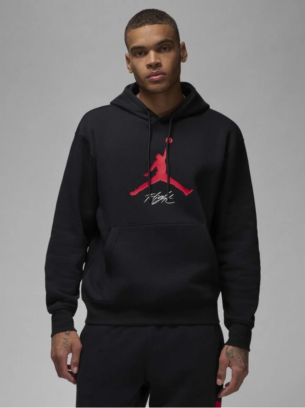 Jordan Essentials Flight Fleece Hoodie Black Red Size M